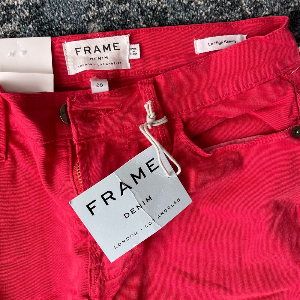 NWT Frame denim le high skinny jeans color vintage red, size 28
